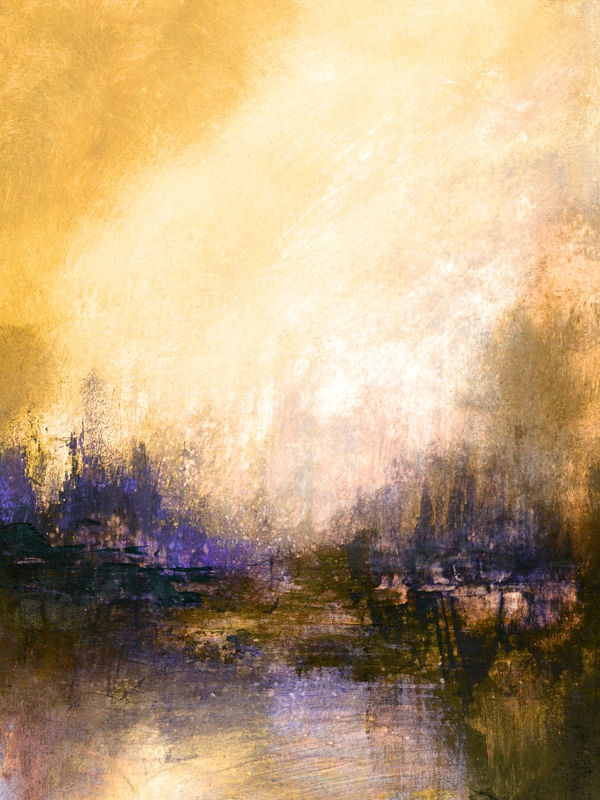 ARCADIA 5, AMARELO PAISAGEM ARVORES FLORESTA PANORAMA ABSTRATO MODERNO PINTURA