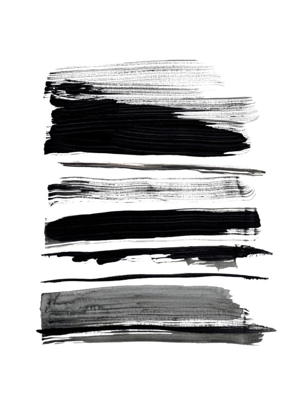 MONOCHROME BRUSHSTROKES, PRETO E BRANCO MODERNO ABSTRATO LINHAS MINIMALISTA PINTURA