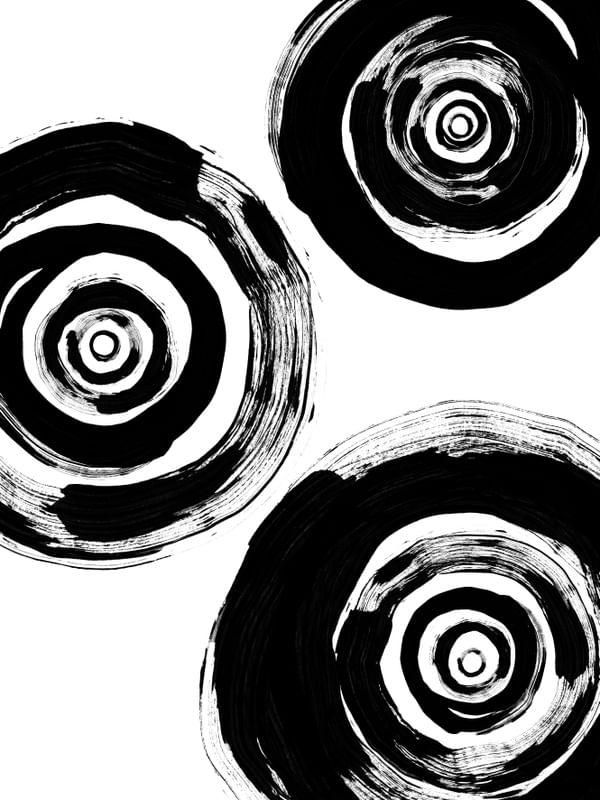 TUNNEL VISION 1, PRETO E BRANCO MODERNO CIRCULOS MOVIMENTO PINTURA
