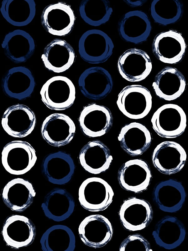 SHAPES IN THE DARK 4, INDIGO PRETO E BRANCO CIRCULOS MODERNO PADRONIZAR PINTURA