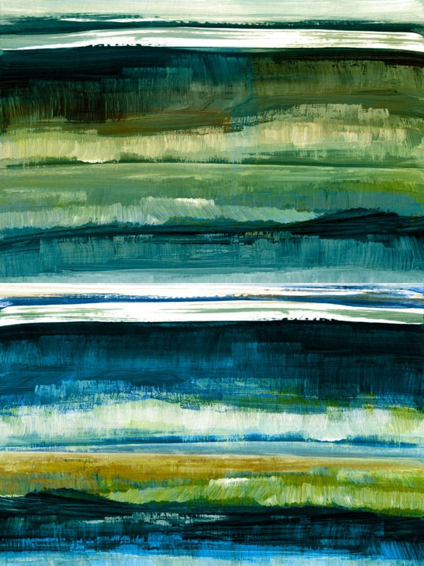 TOUCH AND GO 5, CERCETA AZUL VERDE MODERNO PINTURA PINCELADAS LINHAS