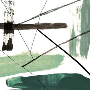 GESTURAL MARKS 1, ESMERALDA VERDE SALVIA MODERNO PINCELADAS MINIMALISTA ABSTRATO PINTURA