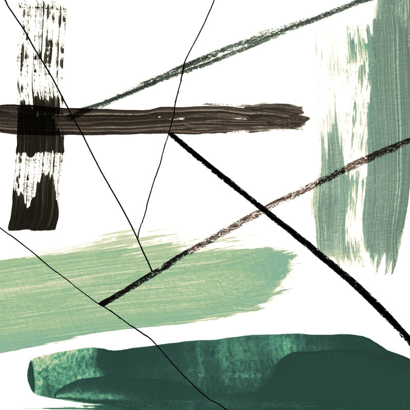 GESTURAL MARKS 1, ESMERALDA VERDE SALVIA MODERNO PINCELADAS MINIMALISTA ABSTRATO PINTURA