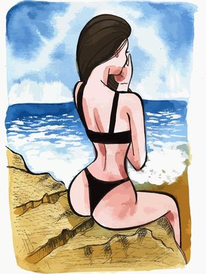 MORENA COMTEMPLANDO O MAR