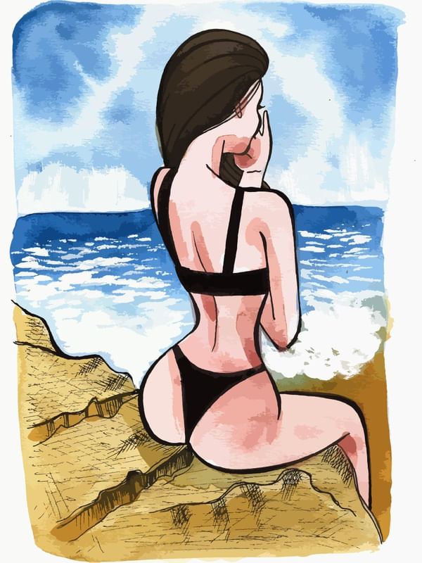 MORENA COMTEMPLANDO O MAR