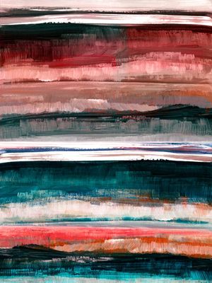 TOUCH AND GO 1, VERMELHO CERCETA AZUL MODERNO PINTURA PINCELADAS LINHAS
