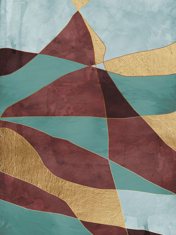 ABSTRATO VERDE MARROM E DOURADO I - DÍPTICO