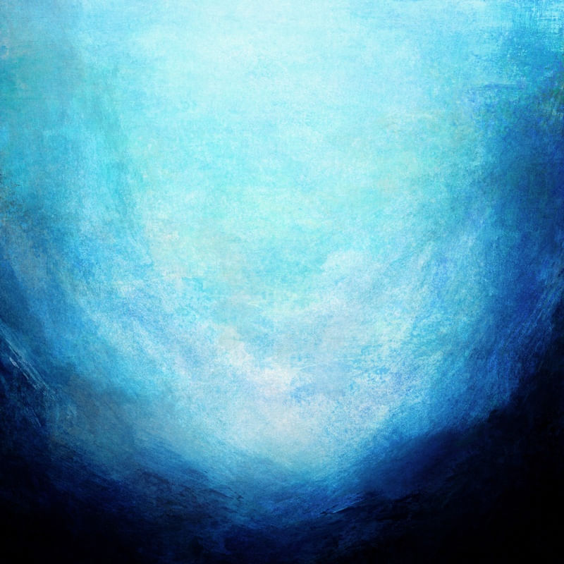 IMMERSED 1 AZUL, OCEANO ONDAS COLORIDO ABSTRATO PINTURA