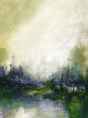 ARCADIA 3, VERDE PAISAGEM ARVORES FLORESTA PANORAMA ABSTRATO MODERNO PINTURA