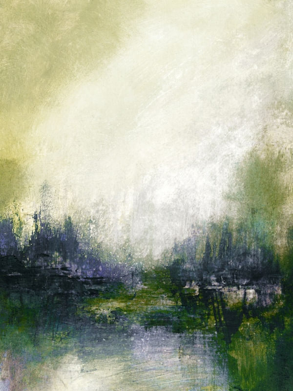 ARCADIA 3, VERDE PAISAGEM ARVORES FLORESTA PANORAMA ABSTRATO MODERNO PINTURA