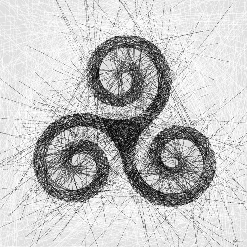 TRISKELION ESTILIZADO BRANCO E PRETO