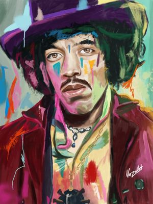 JIMI HENDRIX PINK AND GREEN