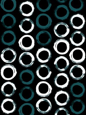 SHAPES IN THE DARK 5, CERCETA PRETO E BRANCO CIRCULOS MODERNO PADRONIZAR PINTURA