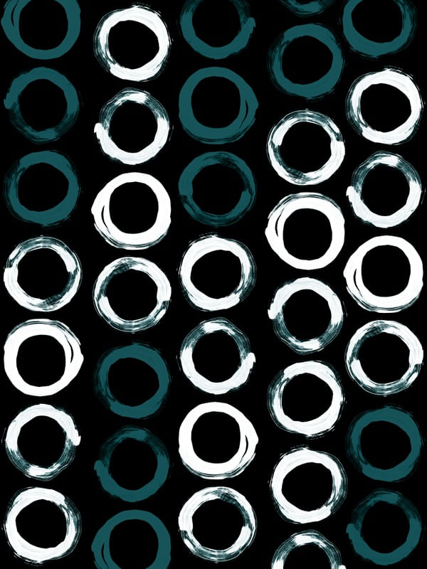 SHAPES IN THE DARK 5, CERCETA PRETO E BRANCO CIRCULOS MODERNO PADRONIZAR PINTURA