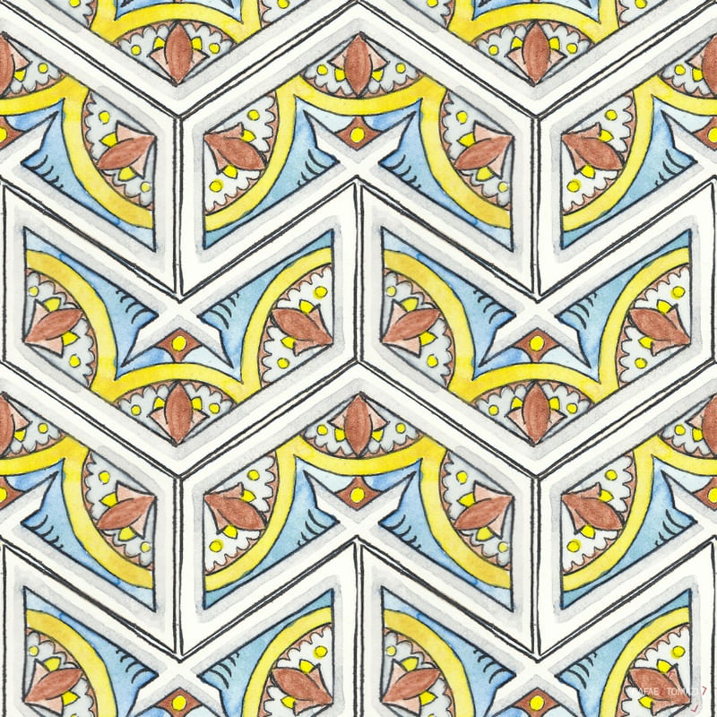 AZULEJO QUADRADO EM AQUARELA 44 - SERIE