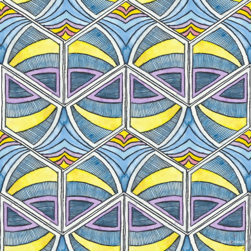 AZULEJO QUADRADO EM AQUARELA 47 - SERIE