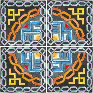 AZULEJO QUADRADO EM AQUARELA 50 - SERIE