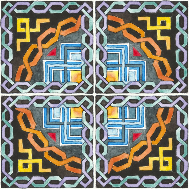 AZULEJO QUADRADO EM AQUARELA 50 - SERIE