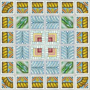 AZULEJO QUADRADO EM AQUARELA 56 - SERIE