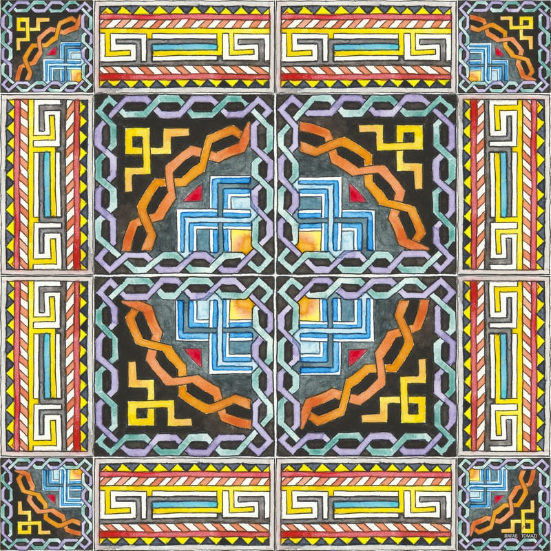 AZULEJO QUADRADO EM AQUARELA 58 - SERIE