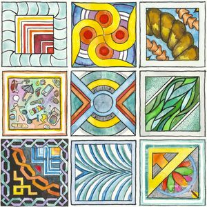 AZULEJO QUADRADO EM AQUARELA 59 - SERIE