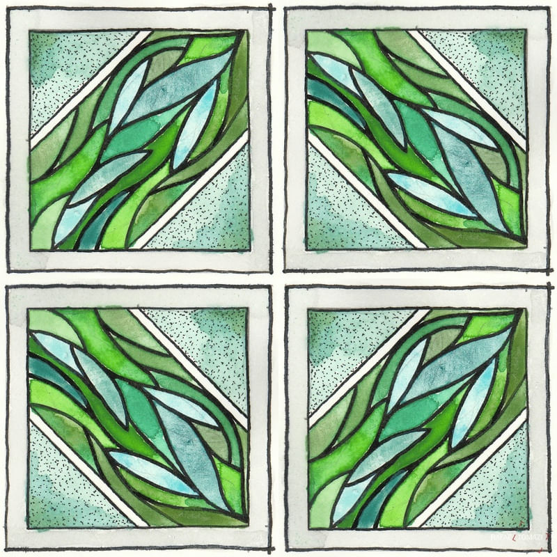 AZULEJO QUADRADO EM AQUARELA 19 - SERIE