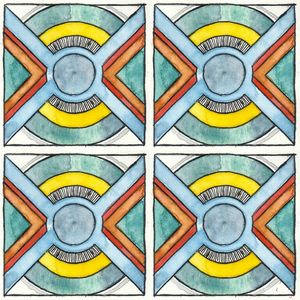 AZULEJO QUADRADO EM AQUARELA 21 - SERIE