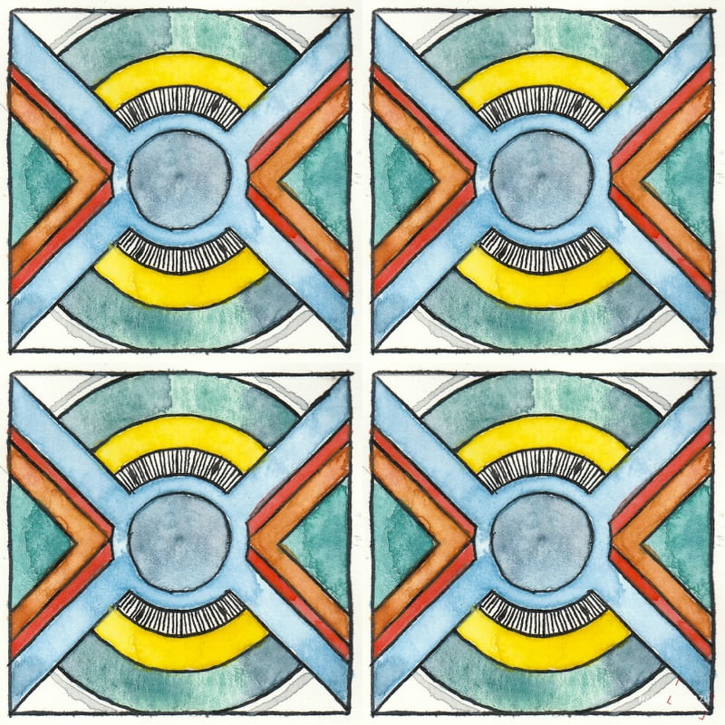 AZULEJO QUADRADO EM AQUARELA 21 - SERIE