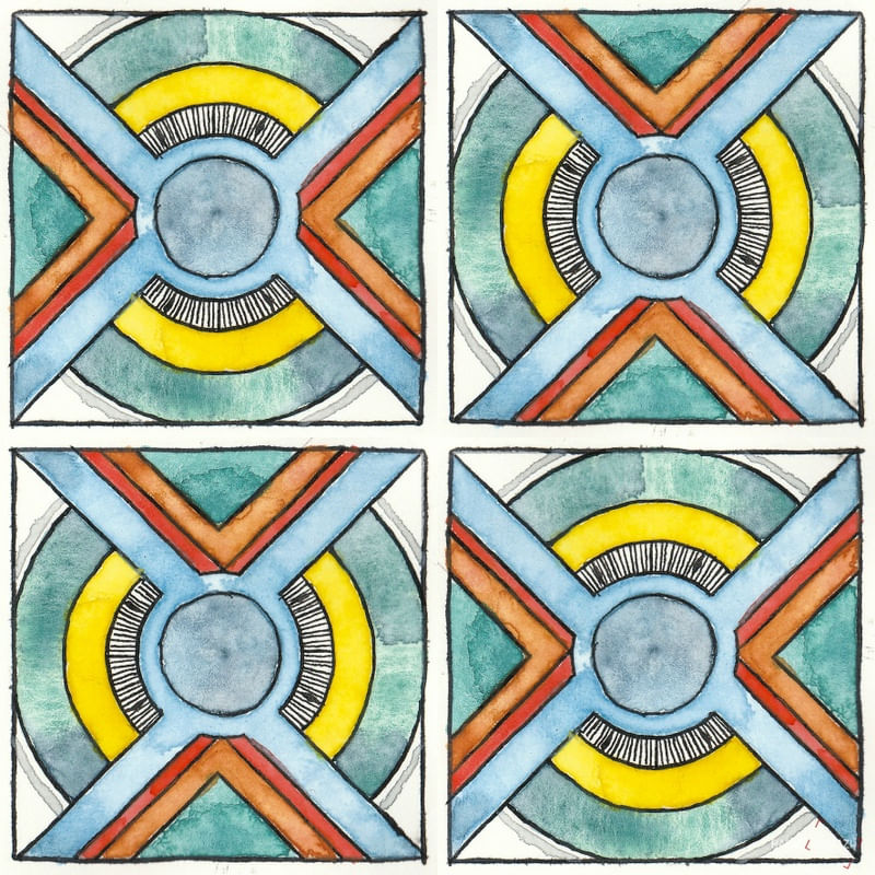 AZULEJO QUADRADO EM AQUARELA 22 - SERIE