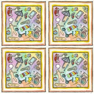 AZULEJO QUADRADO EM AQUARELA 23 - SERIE