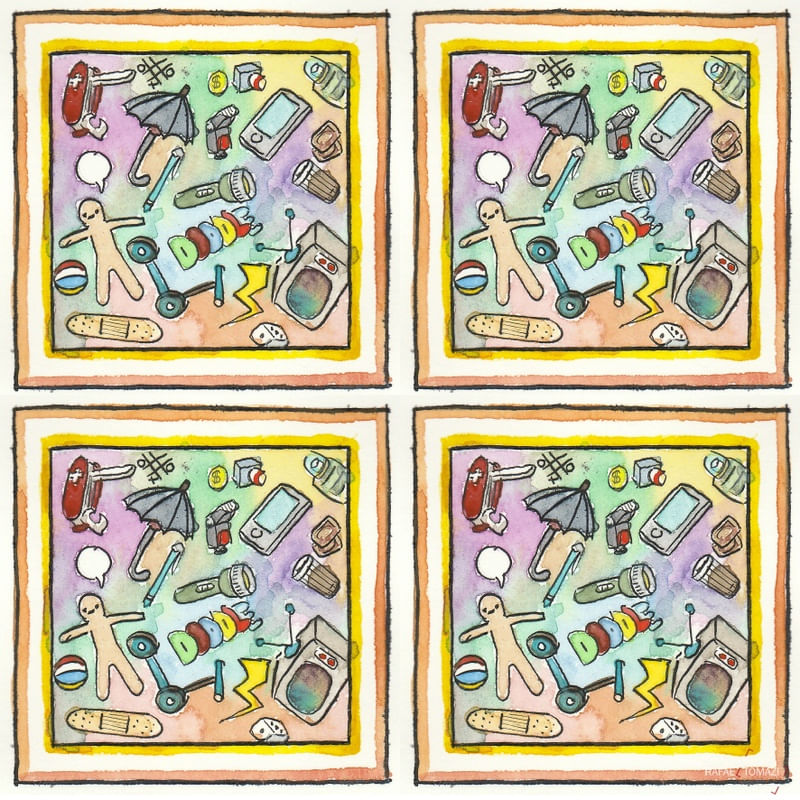 AZULEJO QUADRADO EM AQUARELA 23 - SERIE