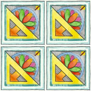 AZULEJO QUADRADO EM AQUARELA 24 - SERIE