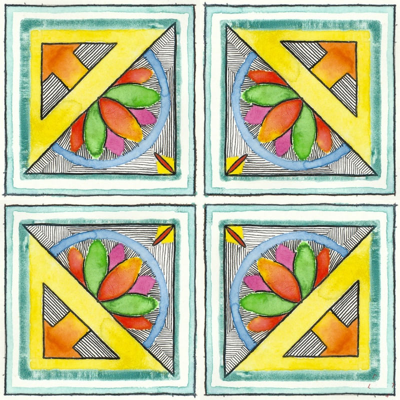 AZULEJO QUADRADO EM AQUARELA 25 - SERIE