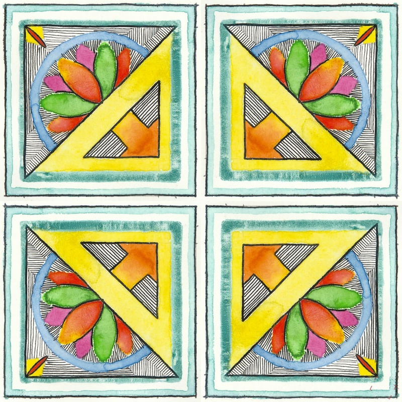 AZULEJO QUADRADO EM AQUARELA 26 - SERIE
