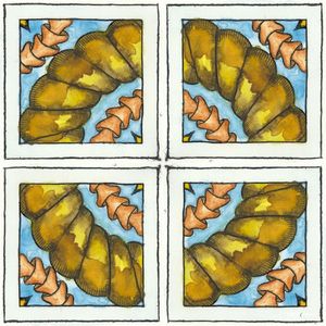 AZULEJO QUADRADO EM AQUARELA 27 - SERIE