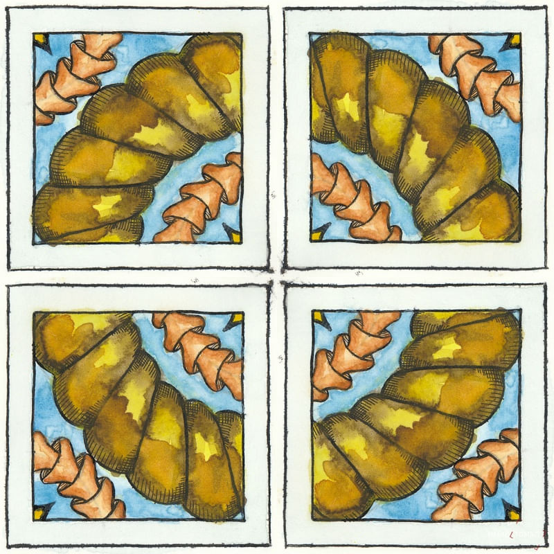 AZULEJO QUADRADO EM AQUARELA 27 - SERIE