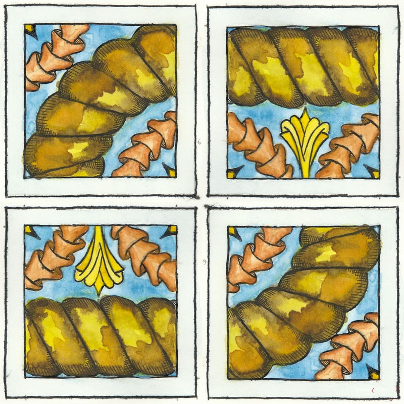 AZULEJO QUADRADO EM AQUARELA 28 - SERIE