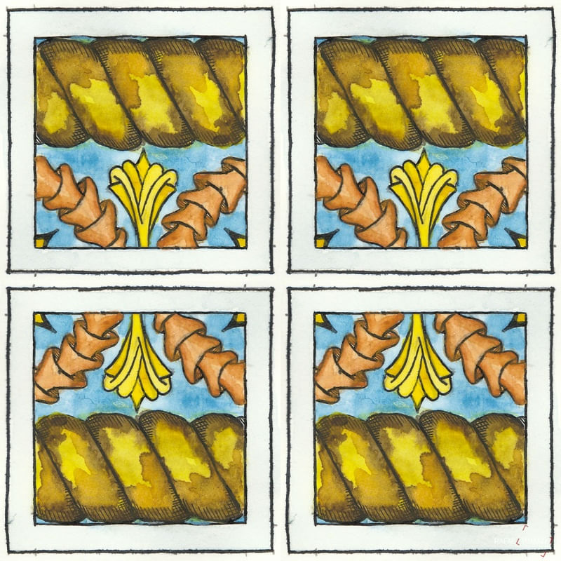 AZULEJO QUADRADO EM AQUARELA 29 - SERIE