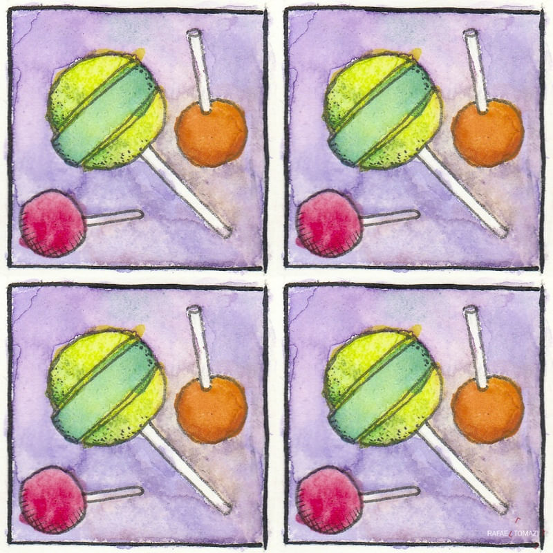 AZULEJO QUADRADO EM AQUARELA 34 - SERIE
