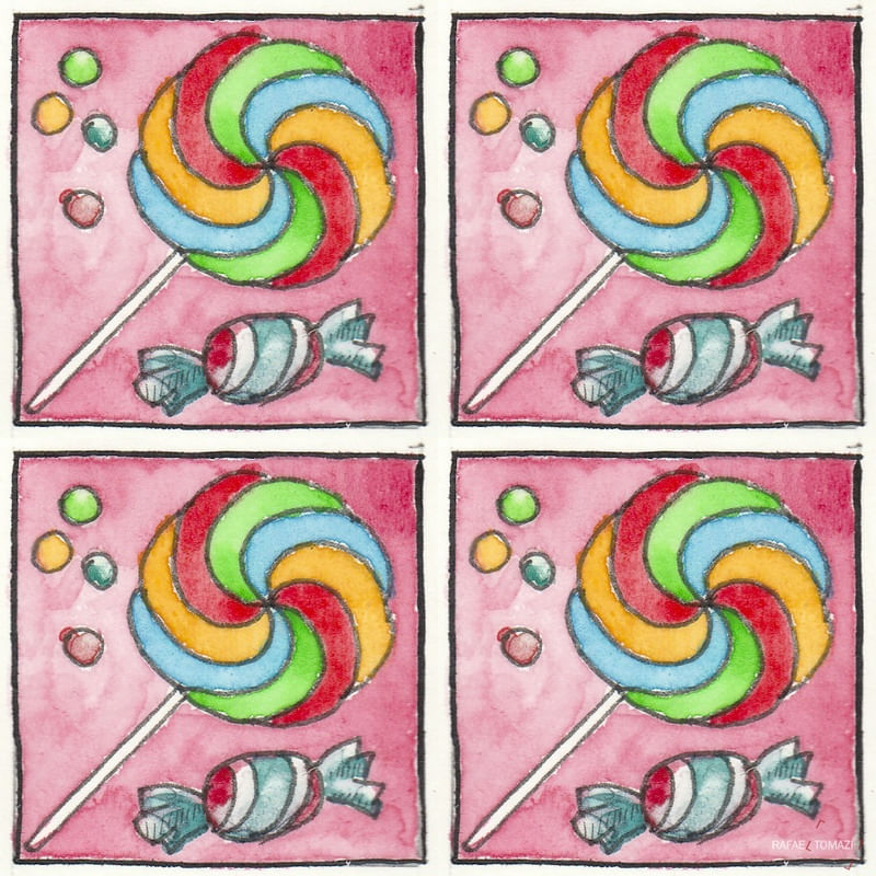 AZULEJO QUADRADO EM AQUARELA 35 - SERIE