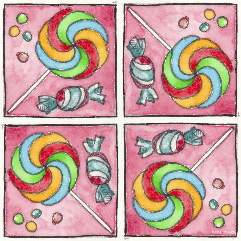 AZULEJO QUADRADO EM AQUARELA 36 - SERIE