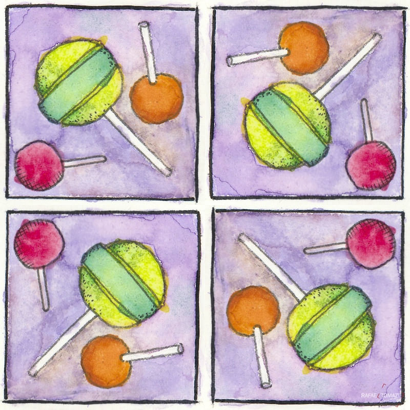 AZULEJO QUADRADO EM AQUARELA 37 - SERIE