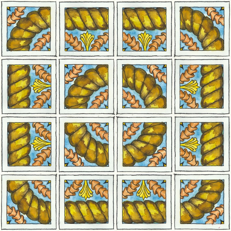 AZULEJO QUADRADO EM AQUARELA 41 - SERIE