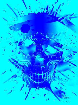 ABSTRACT BLUE SKULL