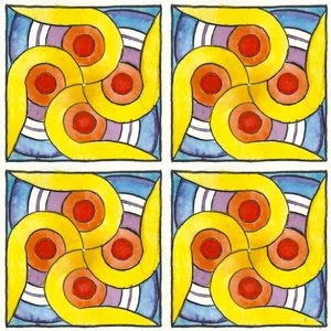 AZULEJO QUADRADO EM AQUARELA 16 - SERIE