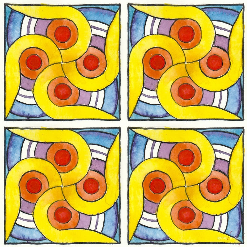 AZULEJO QUADRADO EM AQUARELA 16 - SERIE