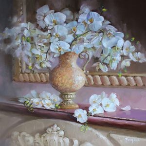 BOUQUET OF ORCHIDS, PAINTER SVETLANA ROGOZINA