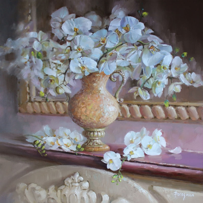 BOUQUET OF ORCHIDS, PAINTER SVETLANA ROGOZINA