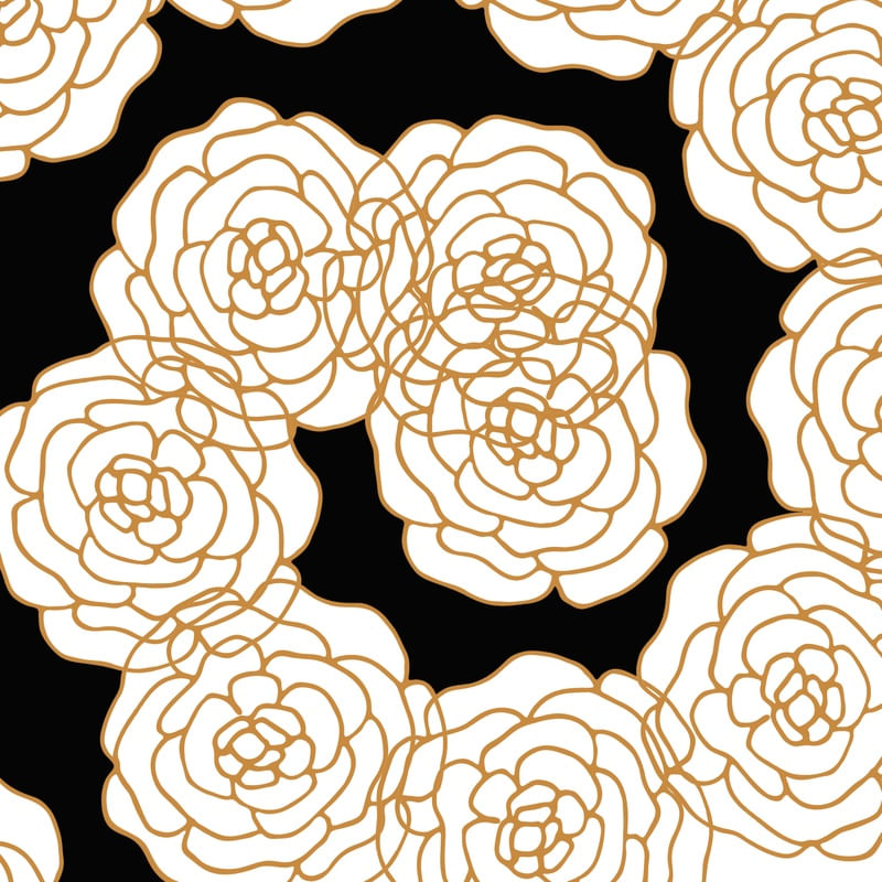 FLORAIS PRETO E LARANJA