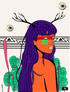 FILLE AVEC BRANCHE INDIGÈNE